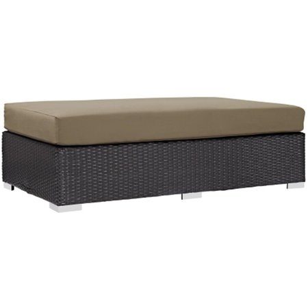 EAST END IMPORTS Convene Outdoor Patio Fabric Rectangle Ottoman- Espresso Mocha EEI-1847-EXP-MOC